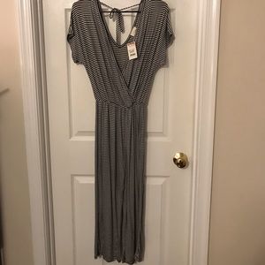 Black & White Surplice Jumpsuit